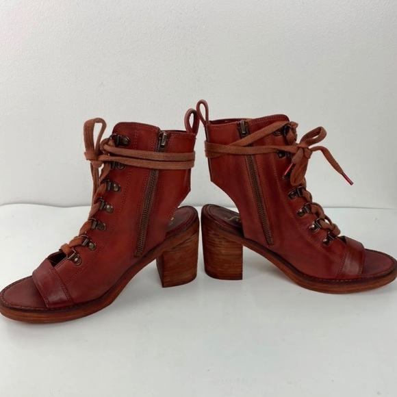 Free people red open toe boots - Picture 6 of 8